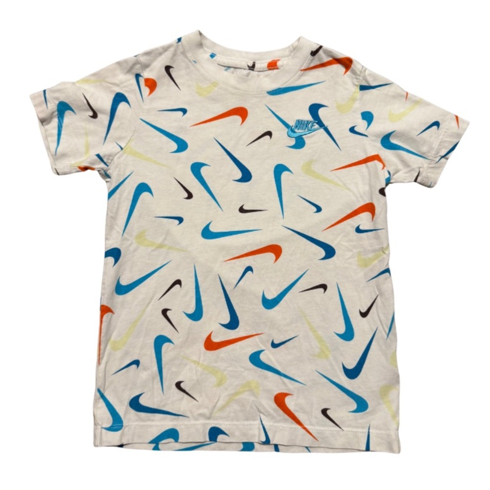 Nike White and Blue Short Sleeve Tee